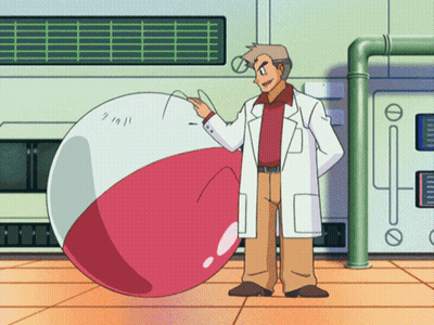 A Man In A Lab Coat Is Standing Next To A Large Red And White Object GIF