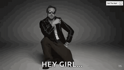 A Man In A Leather Jacket And Sunglasses Is Kneeling Down And Saying `` Hey Girl ... '' . GIF