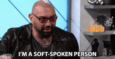 A Man In A Leather Jacket And Sunglasses Says I 'M A Soft-Spoken Person GIF