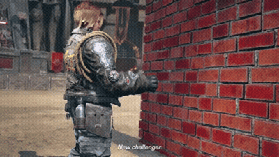 A Man In A Leather Jacket Is Standing Next To A Brick Wall And Says New Challenger GIF