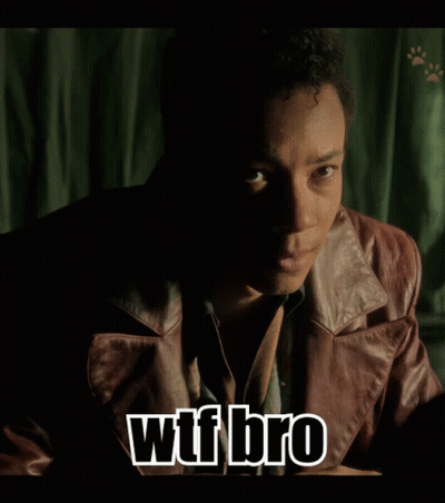 A Man In A Leather Jacket Says Wtf Bro In White Letters GIF
