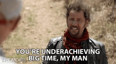 A Man In A Leather Jacket Says You 'Re Under Achieving Big Time My Man GIF