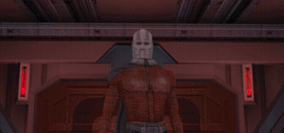A Man In A Mask Holds A Red Lightsaber GIF