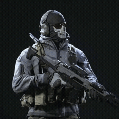 A Man In A Mask Holds A Rifle With The Word Mission On The Side GIF