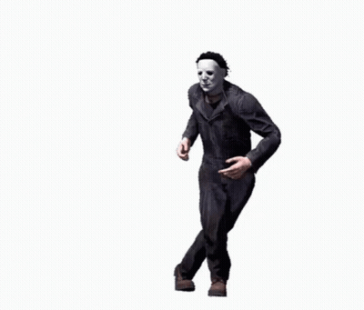 A Man In A Mask Is Standing On One Leg And Pointing . GIF