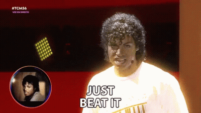 A Man In A Michael Jackson Costume Says Just Beat It GIF