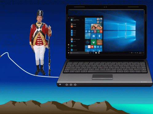 A Man In A Military Uniform Is Connected To A Laptop Computer GIF