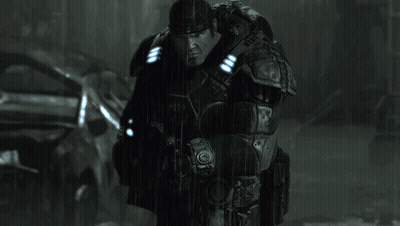 A Man In A Military Uniform Is Holding A Gun With A Blue Light On It GIF
