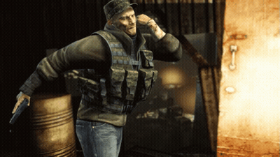 A Man In A Military Uniform Is Standing In Front Of A Rusty Door GIF