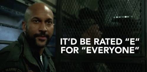 A Man In A Military Uniform Says " It 'D Be Rated " E " For " Everyone " GIF
