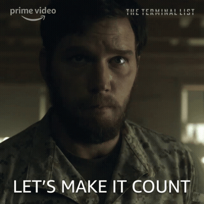 A Man In A Military Uniform Says Let 'S Make It Count In A Prime Video Ad GIF