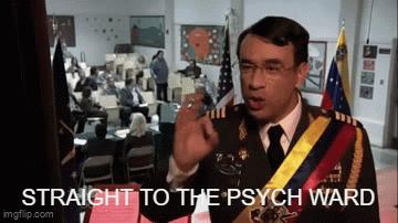 A Man In A Military Uniform Says Straight To The Psych Ward In Front Of A Crowd GIF