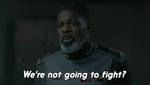A Man In A Military Uniform Says " We 'Re Not Going To Fight " GIF