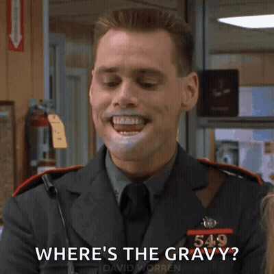 A Man In A Military Uniform Says " Where 'S The Gravy ? " GIF
