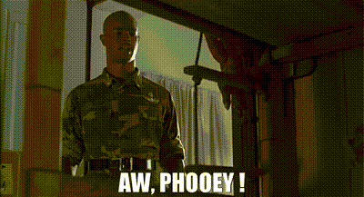 A Man In A Military Uniform Stands In A Room And Says Aw Phooey ! GIF