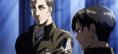 A Man In A Military Uniform Stands Next To Another Man In A Black Shirt With A Badge On His Arm GIF