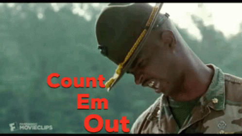 A Man In A Military Uniform With The Words Count Em Out Below Him GIF