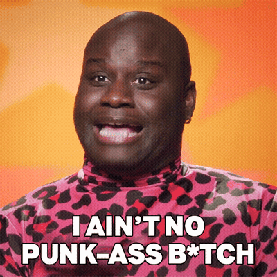 A Man In A Pink And Black Leopard Print Shirt Says I Ain T No Punk-Ass B * Tch GIF