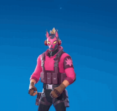 A Man In A Pink Mask Is Holding A Pair Of Scissors In His Hand . GIF