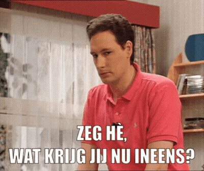 A Man In A Pink Polo Shirt Says Zeg He Wat Krijg Jij Nu Ineens GIF