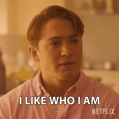 A Man In A Pink Shirt Is Saying I Like Who I Am GIF