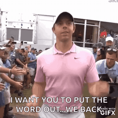 A Man In A Pink Shirt Says I Want You To Put The Word Out GIF