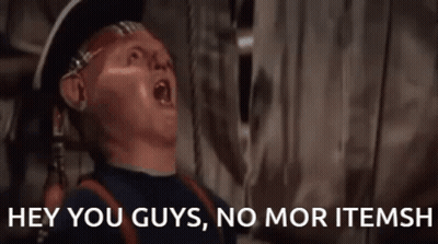 A Man In A Pirate Hat Says " Hey You Guys No Mor Itemsh " GIF