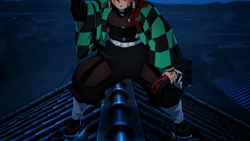 A Man In A Plaid Jacket Is Holding A Sword In His Hand GIF