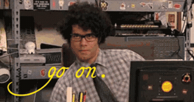 A Man In A Plaid Shirt And Tie Is Sitting In Front Of A Computer With The Words Go On Written On The Screen GIF