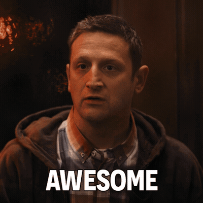 A Man In A Plaid Shirt Has The Word Awesome Above His Head GIF