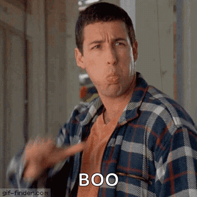 A Man In A Plaid Shirt Is Making A Funny Face And Saying Boo . GIF