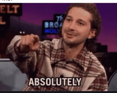 A Man In A Plaid Shirt Is Pointing At The Camera And Saying " Absolutely " GIF