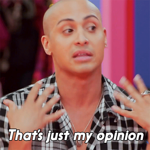 A Man In A Plaid Shirt Is Saying " That 'S Just My Opinion " GIF