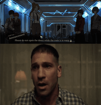 A Man In A Plaid Shirt Is Sitting In Front Of A Screen That Says " Announcement " GIF