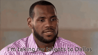 A Man In A Plaid Shirt Is Talking About Taking His Talents To Dallas GIF