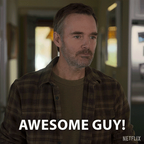 A Man In A Plaid Shirt Says Awesome Guy On Netflix GIF
