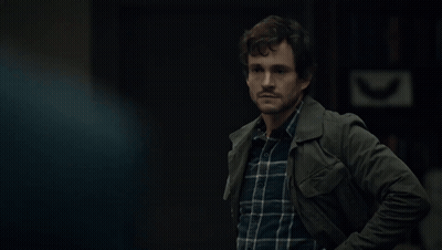 A Man In A Plaid Shirt Says Dead GIF