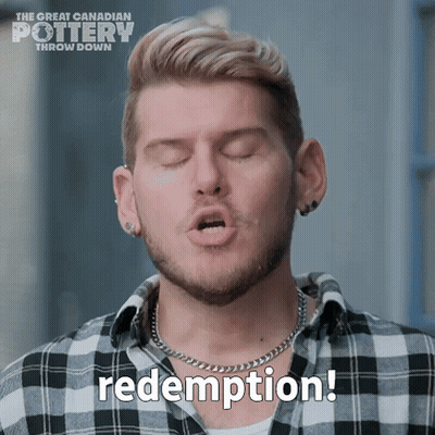 A Man In A Plaid Shirt Says Redemption GIF