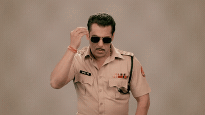 A Man In A Police Uniform Has The Name Salman Written On His Uniform GIF