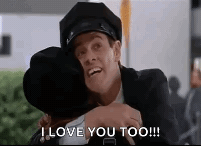 A Man In A Police Uniform Is Hugging Another Man . GIF