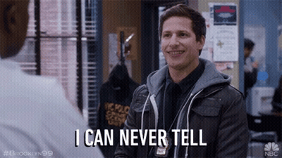 A Man In A Police Uniform Is Smiling And Says I Can Never Tell GIF