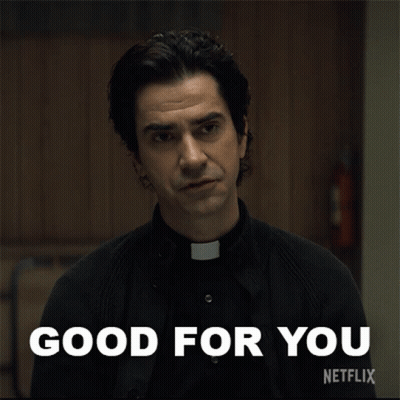 A Man In A Priest Collar Says Good For You On Netflix GIF