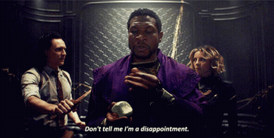 A Man In A Purple Coat Says " Don 'T Tell Me I 'M Disappointment " GIF
