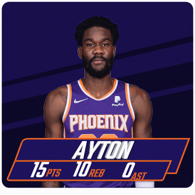 A Man In A Purple Phoenix Jersey Has 15 Pts And 10 Reb GIF