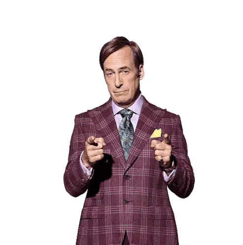 A Man In A Purple Plaid Suit And Tie Points At The Camera Sticker