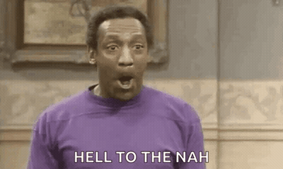 A Man In A Purple Shirt Is Standing In Front Of A Wall With His Mouth Open And Saying `` Hell To The Nah '' . GIF