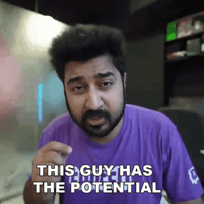 A Man In A Purple Shirt Says That This Guy Has The Potential GIF