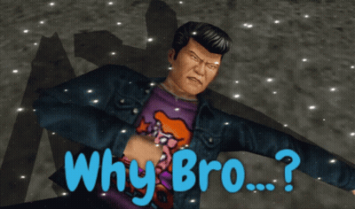 A Man In A Purple Shirt With The Words Why Bro Written In Blue GIF
