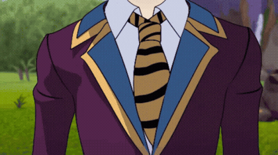 A Man In A Purple Suit And Tie Is Standing In A Field GIF