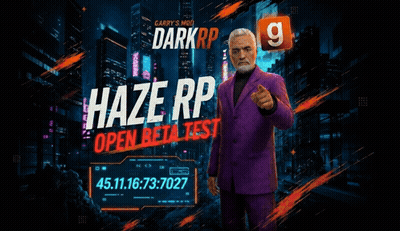 a man in a purple suit is standing in front of a sign that says haze rp